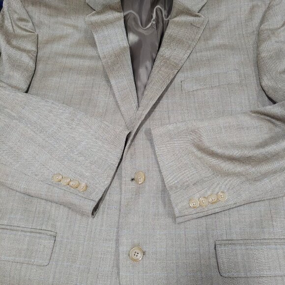 Lauren Ralph Lauren Tan Silk Wool Blend 2 Button Notch Blazer Sport Coat 48R - Picture 13 of 16
